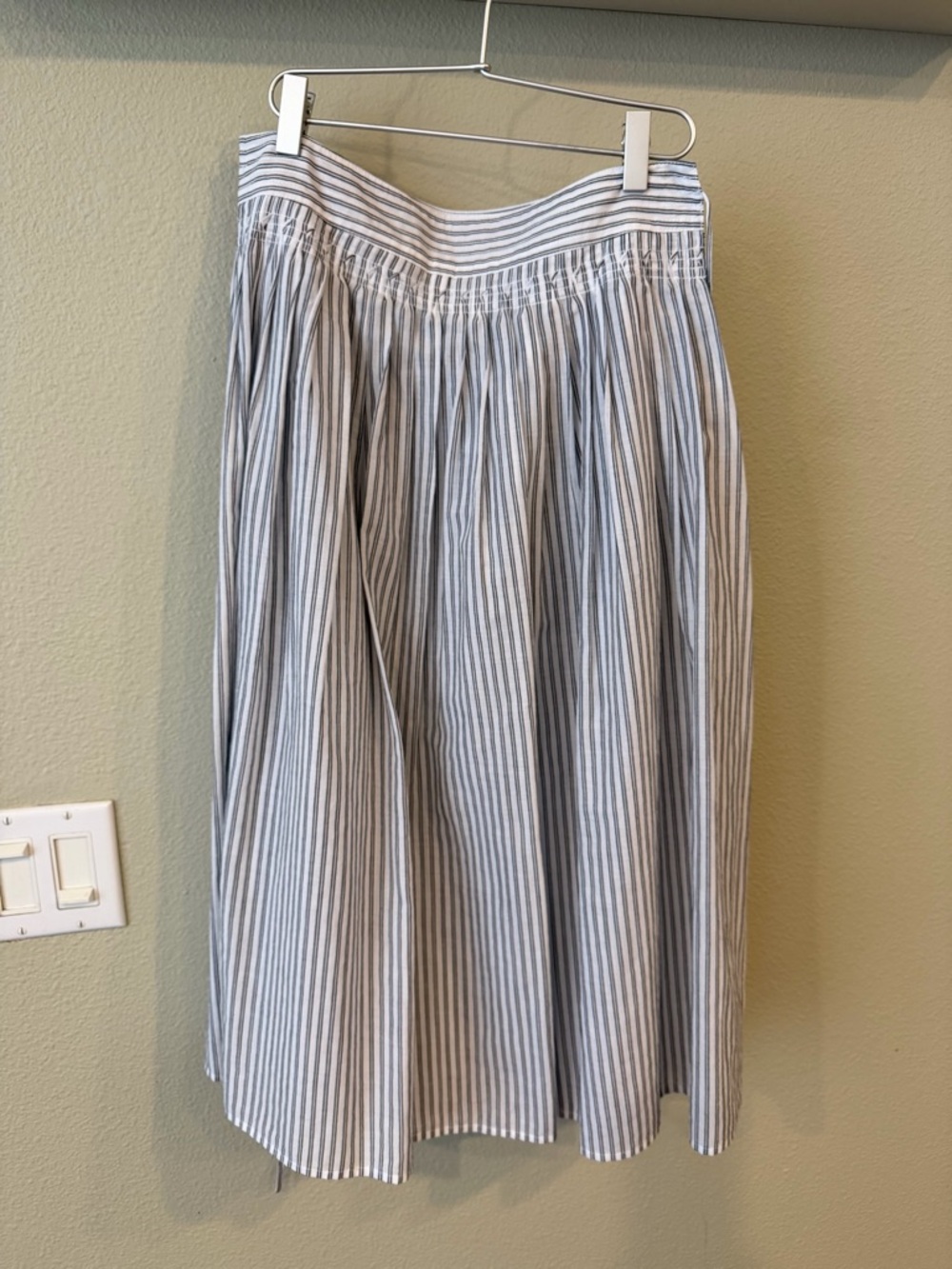 Vince Vertical Striped Skirt in White and Gray